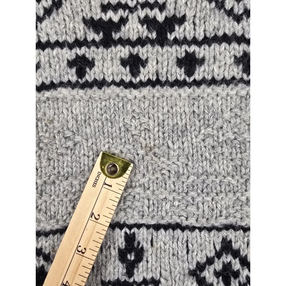 Vintage Gap Turtleneck Sweater‎ Mens L Gray 100% Wool Hand Knit Fair Isle *Read